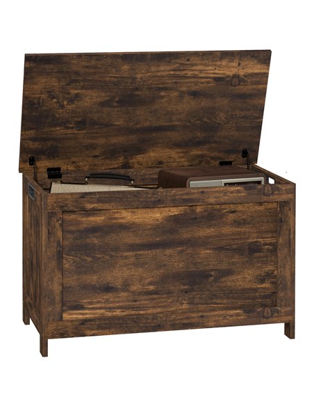 HOMCOM Storage Chest, Modern Storage Trunk with 2 Safety Hinges and Cut-out Handles, Wooden Toy Box for Living Room, Entryway, 7 - pic 153718 | FastDaddyshop