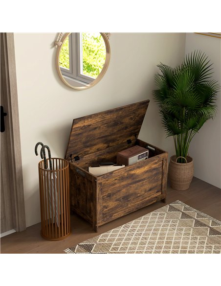 HOMCOM Storage Chest, Modern Storage Trunk with 2 Safety Hinges and Cut-out Handles, Wooden Toy Box for Living Room, Entryway, 7 - pic 153719 | FastDaddyshop
