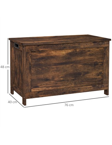 HOMCOM Storage Chest, Modern Storage Trunk with 2 Safety Hinges and Cut-out Handles, Wooden Toy Box for Living Room, Entryway, 7