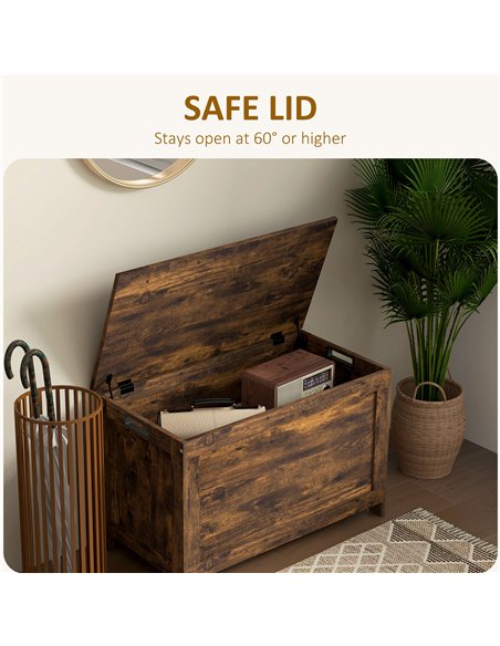 HOMCOM Storage Chest, Modern Storage Trunk with 2 Safety Hinges and Cut-out Handles, Wooden Toy Box for Living Room, Entryway, 7 - pic 153721 | FastDaddyshop