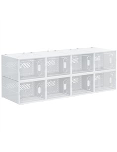 HOMCOM 8PCS Clear Shoe Box, Plastic Stackable Shoe Storage Box for UK/EU Size up to 12/46 with Magnetic Door for Women/Men, 28 x