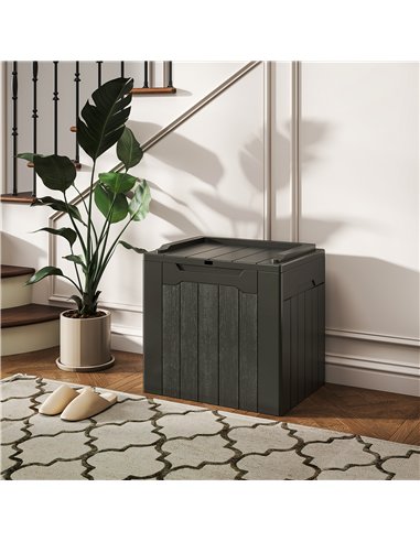 HOMCOM 107 L Plastic Storage Chest with Lid - Charcoal Grey