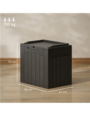HOMCOM 107 L Plastic Storage Chest with Lid - Charcoal Grey