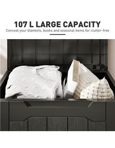 HOMCOM 107 L Plastic Storage Chest with Lid - Charcoal Grey