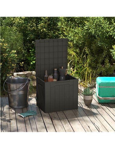 HOMCOM 107 L Plastic Storage Chest with Lid - Charcoal Grey