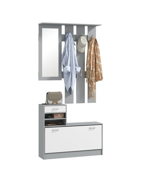 HOMCOM Three-in-One Hallway Storage Set - Grey/White - pic 153745 | FastDaddyshop