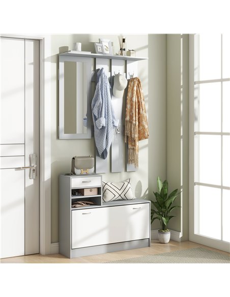 HOMCOM Three-in-One Hallway Storage Set - Grey/White - pic 153746 | FastDaddyshop