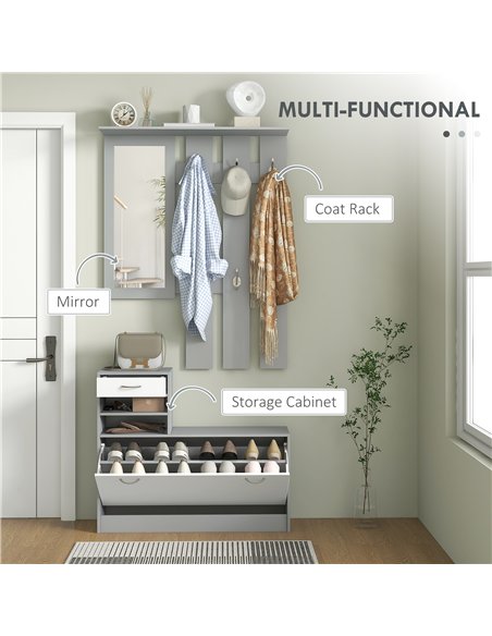 HOMCOM Three-in-One Hallway Storage Set - Grey/White - pic 153748 | FastDaddyshop