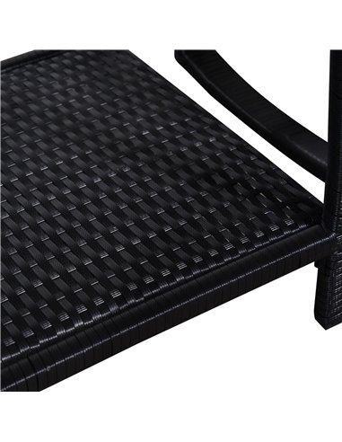 Outsunny 3 Pieces PE Rattan Garden Rocking Chair Set with Cushion, Two-tier Coffee Table, Black