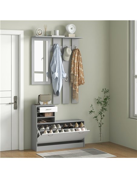 HOMCOM Three-in-One Hallway Storage Set - Grey/White - pic 153751 | FastDaddyshop