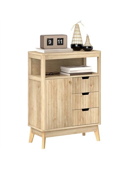HOMCOM Small Sideboard with Drawers and Adjustable Shelf - Nature Wood Finish - pic 153754 | FastDaddyshop