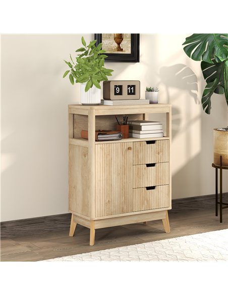 HOMCOM Small Sideboard with Drawers and Adjustable Shelf - Nature Wood Finish - pic 153755 | FastDaddyshop