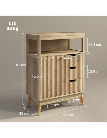 HOMCOM Small Sideboard with Drawers and Adjustable Shelf - Nature Wood Finish - pic 153756 | FastDaddyshop