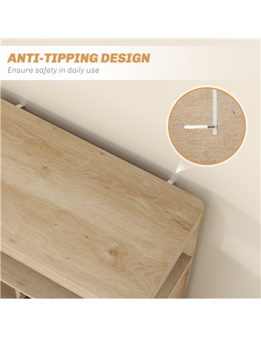 HOMCOM Small Sideboard with Drawers and Adjustable Shelf - Nature Wood Finish