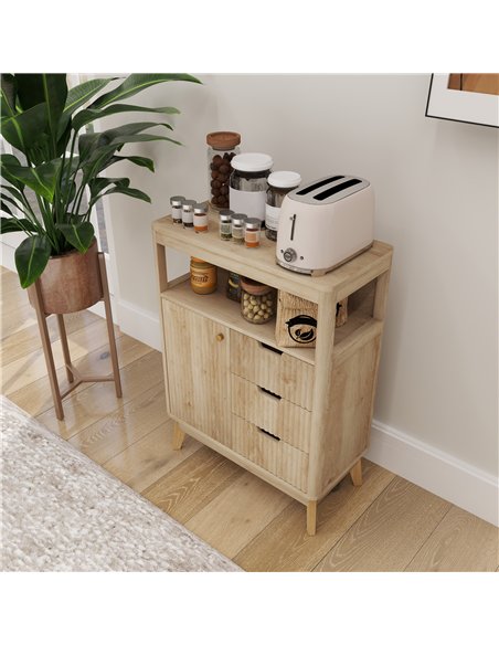HOMCOM Small Sideboard with Drawers and Adjustable Shelf - Nature Wood Finish - pic 153762 | FastDaddyshop