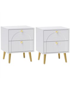 HOMCOM 2-Drawer Bedside Table Set of 2 - White