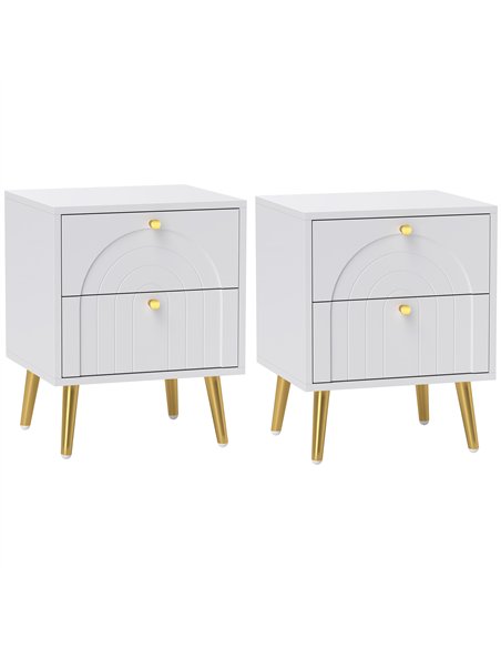 HOMCOM 2-Drawer Bedside Table Set of 2 - White - pic 153763 | FastDaddyshop