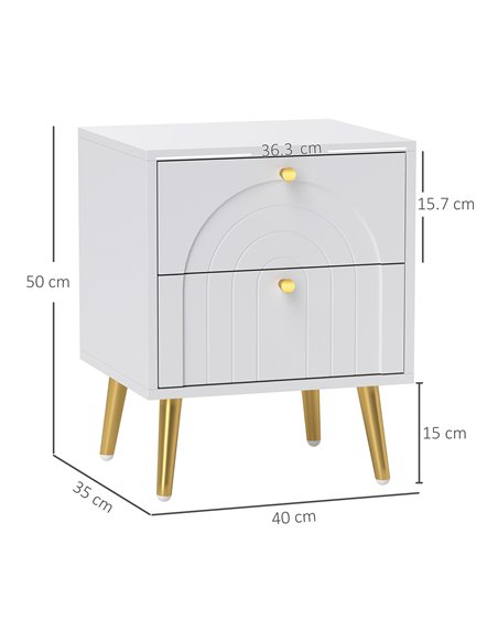 HOMCOM 2-Drawer Bedside Table Set of 2 - White - pic 153765 | FastDaddyshop