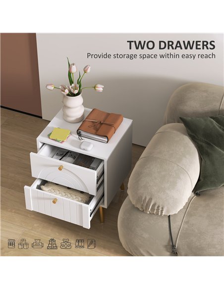 HOMCOM 2-Drawer Bedside Table Set of 2 - White - pic 153767 | FastDaddyshop