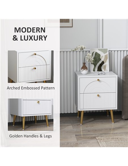 HOMCOM 2-Drawer Bedside Table Set of 2 - White - pic 153768 | FastDaddyshop