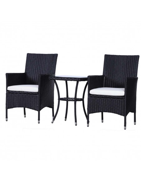 Outsunny 3-Piece Rattan Chair Set with Cushions, Black - pic 15377 | FastDaddyshop
