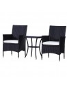 Outsunny 3-Piece Rattan Chair Set with Cushions, Black