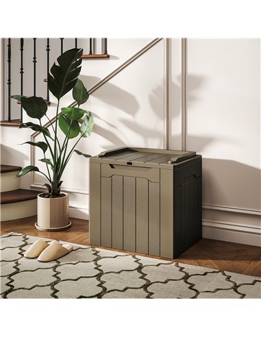 HOMCOM 107 L Plastic Storage Chest with Lid - Dark Brown