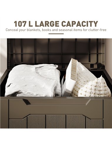 HOMCOM 107 L Plastic Storage Chest with Lid - Dark Brown