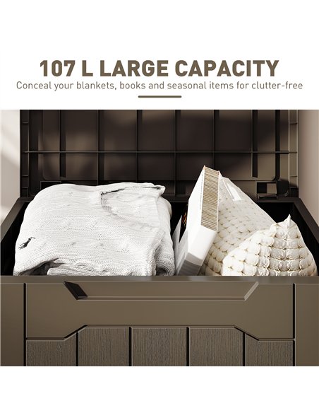 HOMCOM 107 L Plastic Storage Chest with Lid - Dark Brown - pic 153775 | FastDaddyshop