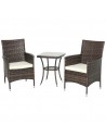 Outsunny 3-Piece Rattan Chair Set with Cushions, Brown