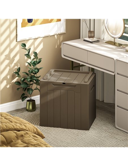 HOMCOM 107 L Plastic Storage Chest with Lid - Dark Brown - pic 153780 | FastDaddyshop