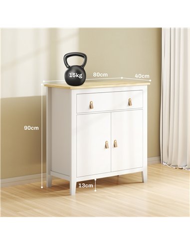 HOMCOM Farmhouse Style Sideboard - White
