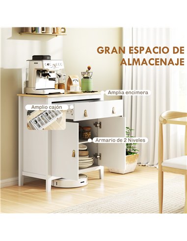 HOMCOM Farmhouse Style Sideboard - White