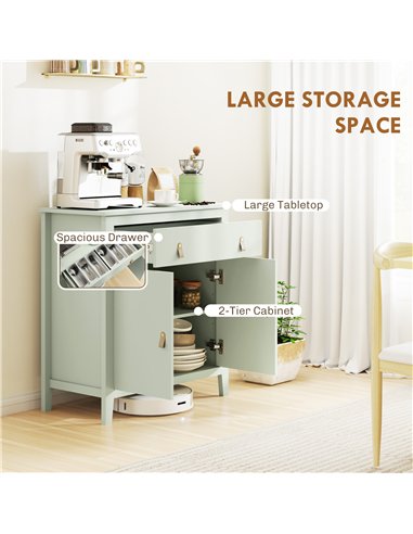 HOMCOM Farmhouse Style Sideboard - Light Green