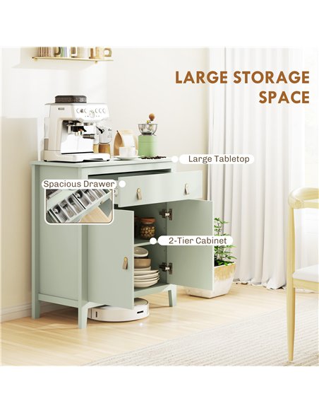 HOMCOM Farmhouse Style Sideboard - Light Green - pic 153793 | FastDaddyshop