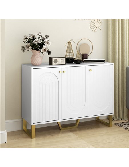 HOMCOM 3-Door Sideboard Storage Cabinet - White - pic 153800 | FastDaddyshop