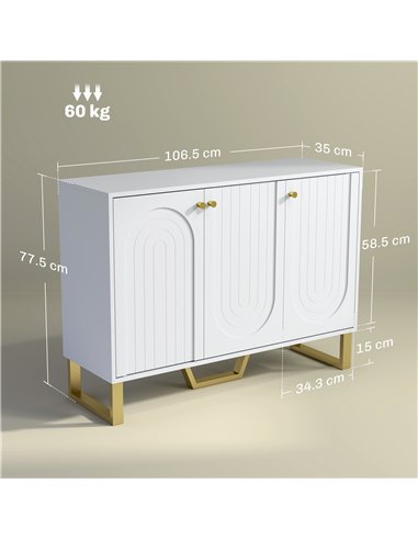 HOMCOM 3-Door Sideboard Storage Cabinet - White