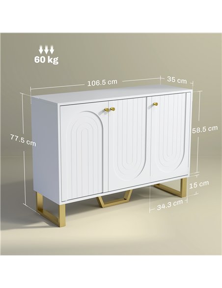 HOMCOM 3-Door Sideboard Storage Cabinet - White - pic 153801 | FastDaddyshop