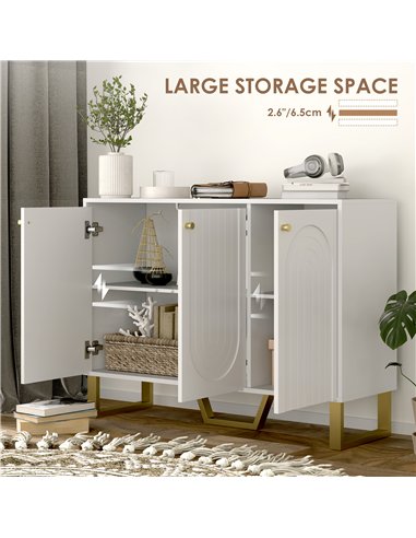 HOMCOM 3-Door Sideboard Storage Cabinet - White