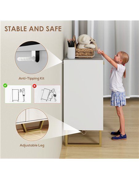 HOMCOM 3-Door Sideboard Storage Cabinet - White - pic 153805 | FastDaddyshop