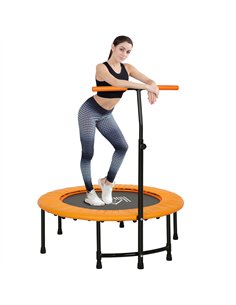 HOMCOM 40" Fitness Trampoline with Adjustable Handle, Rebounder Trampoline Mini Jumper for Indoor Exercise Workout, Support Up t