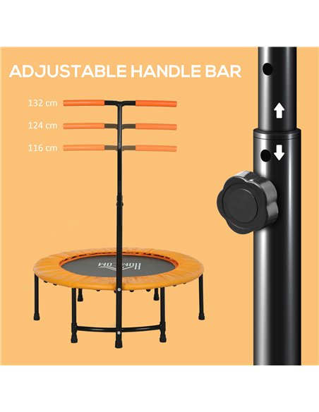 HOMCOM 40" Fitness Trampoline with Adjustable Handle, Rebounder Trampoline Mini Jumper for Indoor Exercise Workout, Support Up t - pic 153811 | FastDaddyshop
