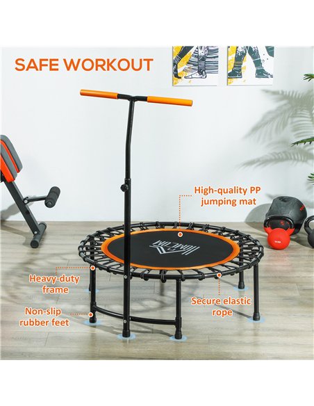 HOMCOM 40" Fitness Trampoline with Adjustable Handle, Rebounder Trampoline Mini Jumper for Indoor Exercise Workout, Support Up t - pic 153812 | FastDaddyshop