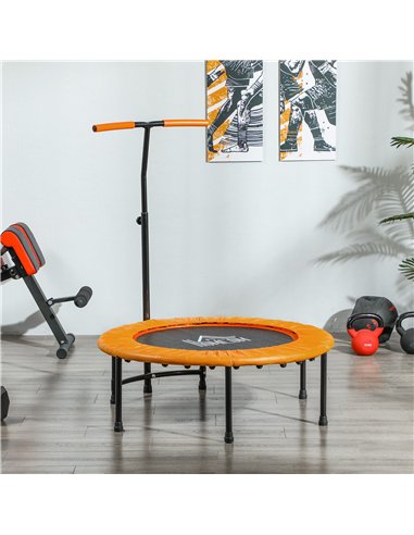 HOMCOM 40" Fitness Trampoline with Adjustable Handle, Rebounder Trampoline Mini Jumper for Indoor Exercise Workout, Support Up t