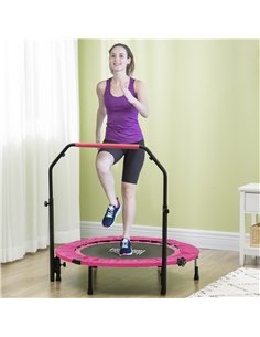 HOMCOM 40" Foldable Mini Fitness Trampoline, with Adjustable Foam Handle, Pink 2
