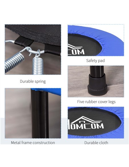 HOMCOM 32" Mini Fitness Trampoline Home Gym Yoga Exercise Rebounder Indoor Outdoor Jumper with Safety Pad, Support Up to 100 KG, - pic 153829 | FastDaddyshop