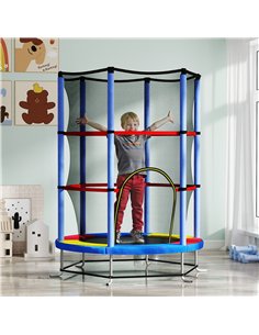 HOMCOM Kids Trampoline, with Enclosure Net, Steel Frame, for Ages 3-6 Years - MultiColoured 2