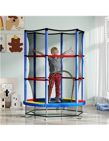 HOMCOM Kids Trampoline, with Enclosure Net, Steel Frame, for Ages 3-6 Years - MultiColoured