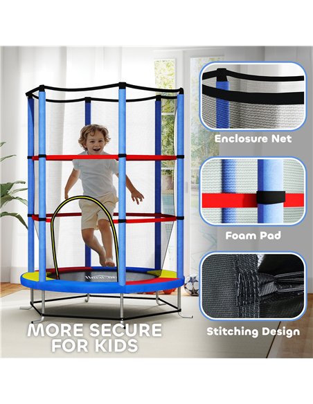 HOMCOM Kids Trampoline, with Enclosure Net, Steel Frame, for Ages 3-6 Years - MultiColoured - pic 153840 | FastDaddyshop