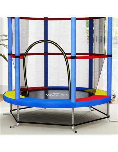 HOMCOM Kids Trampoline, with Enclosure Net, Steel Frame, for Ages 3-6 Years - MultiColoured
